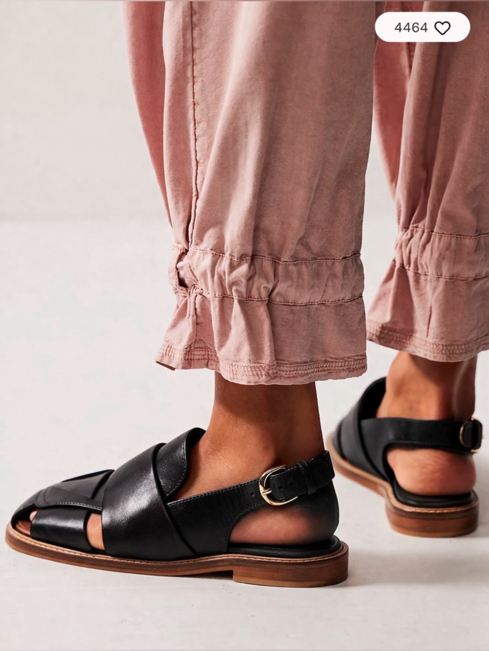 Free People Libby Black Leather Slingback Fisherman Sandals Coastal Summer - Picture 2 of 12